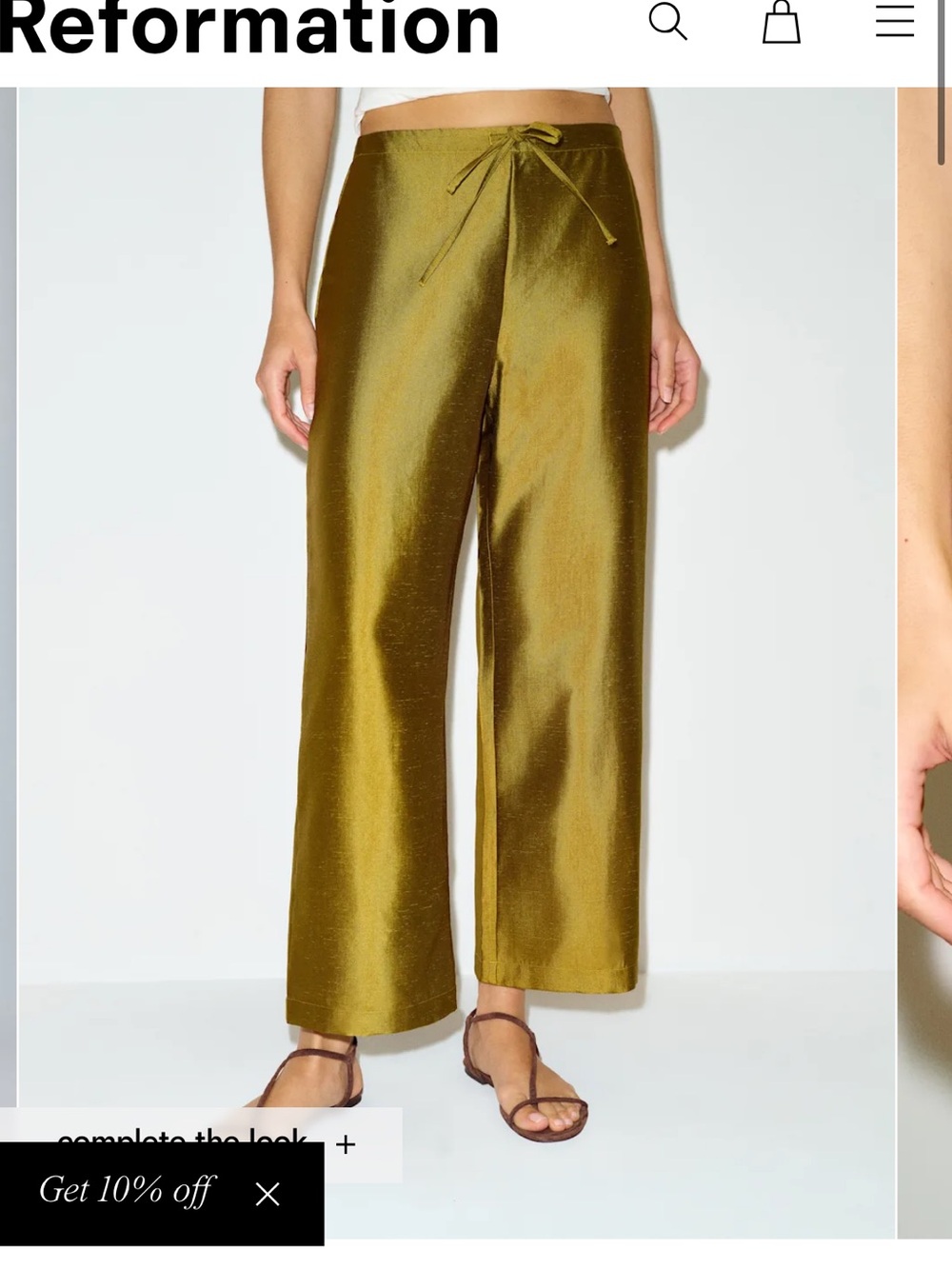 Reformation olina pants chartreuse in xs